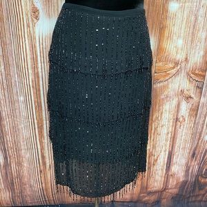 Chico’s Black Tiered Beaded Skirt